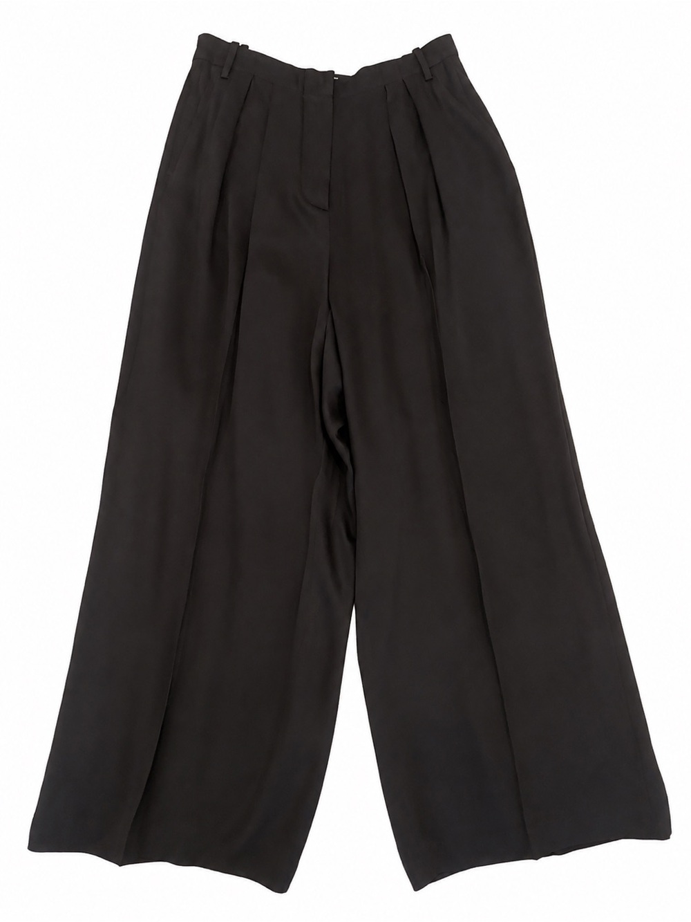 Tibi Black Pleated Wide Leg High Rise Trousers Pants Size 8